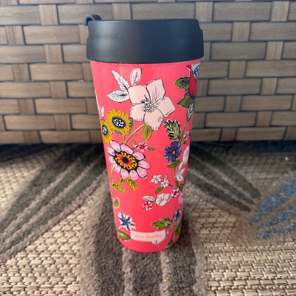 Vera Bradley Coral Floral 16oz Travel Mug‎ BPA Free